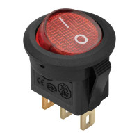 Клавишный круглый выключатель duwi MICRO красный с подсветкой 3 контакта, 230В, 10А, ВКЛ-ВЫКЛ тип 26849 9