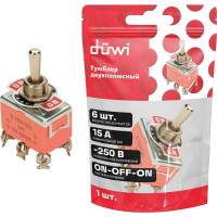Двухполюсный тумблер duwi 250V 15А 6c ON-OFF-ON KN-203, E-TEN 1322 26865 9