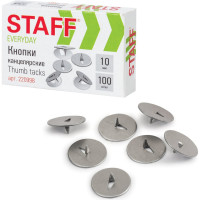 Кнопки канцелярские 198 шт в упаковке Staff EVERYDAY 10мм*100шт. RU в картонной коробке  220998