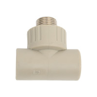 Тройник RTP PN25 комбинированный, наружная резьба D20х1/2", серая 10995