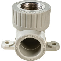 Угольник с креплением RTP PN25 комбинированный, внутренняя резьба D25х3/4 мм, серая 15919