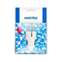 Прямая вилка Smartbuy с заземлением белая 16А 250В
