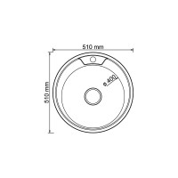 Мойка mixline круглая, 51х51х18 см, 0.8, выпуск 3 1/2, с сифоном 528185