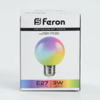 Светодиодная лампа FERON для белт лайта LB-371 Шар матовый E27 3W RGB 38115