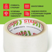 Клейкая лента STAFF упаковочная, 50 мм x 66 м, прозрачная, толщина 40 микрон 440082