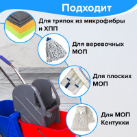 Уборочная тележка BRABIX 2 съемных ведра 23 л, механический отжим, пластиковый каркас 606659