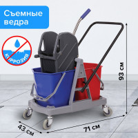 Уборочная тележка BRABIX 2 съемных ведра 17 л механический отжим, пластиковый каркас 606660