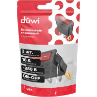 Клавишный выключатель duwi красный с подсветкой 3 контакта, 250В, 16А, ВКЛ-ВЫКЛ тип RWB-404, SC-791, 26847 5