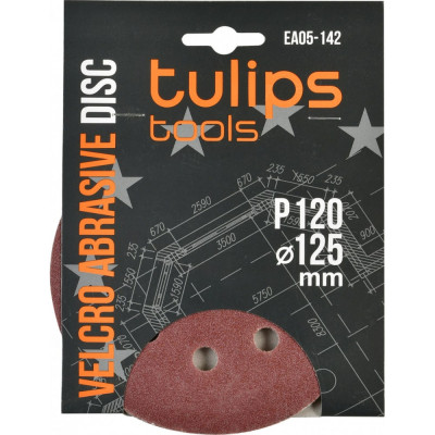 Tulips tools Диск шлифовальный с липучкой , 125 мм, Р120, 5 шт EA05-142