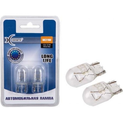 XENITE Автомобильная лампа W21W /W3x16d//LONG LIFE/ /12V/Блистер 2 шт. 1007115