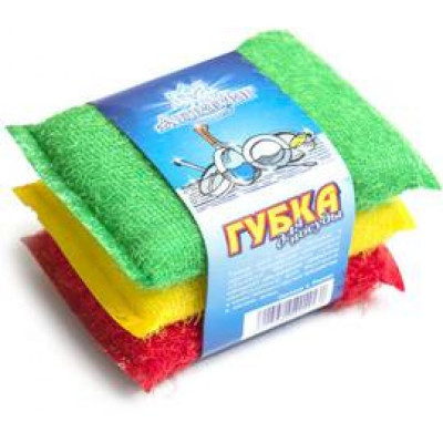 Аквамаг Губка посудная Светофор 3 шт МГП-001