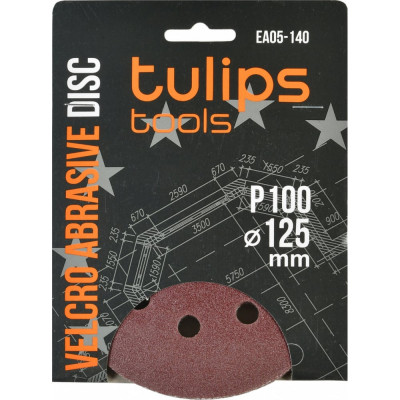 Tulips tools Диск шлифовальный с липучкой , 125 мм, Р100, 5 шт EA05-140