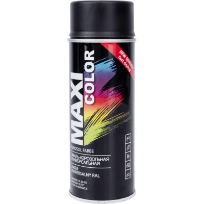 MAXI COLOR Эмаль-аэрозоль черная матовая 0,4л 9005mMX