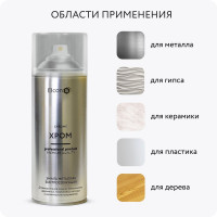 Аэрозольная краска Elcon акриловая, хром, для мебели, для декора, для металла, для пластика, для керамики, для стекла, для гипса, быстросохнущая, в баллончик, 520 мл 00-00002993