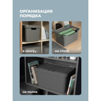 Универсальный ящик Econova Luxe с крышкой, 380х276х220 мм, 18 л серый 433205811