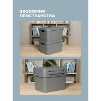 Универсальный ящик Econova Luxe с крышкой, 380х276х220 мм, 18 л серый 433205811