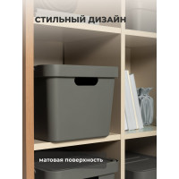 Универсальный ящик Econova Luxe с крышкой, 380х276х220 мм, 18 л серый 433205811