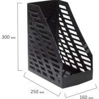 Вертикальный лоток для бумаг BRAUBERG "MAXI-plus" 250х160х300 мм, сетчатый, черный 237005