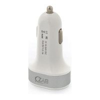 Автомобильное зарядное устройство BYZ 2хUSB-А, 2.1 А, белый с серебром 23750-YL-803WS