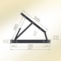 Механизм подъема ЭЛИМЕТ МПК 500-140 с газлифтами 600N БП-00000250