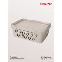 Универсальный ящик Econova Deluxe с крышкой, 380х276х140 мм, 12 л светло-бежевый 433205734