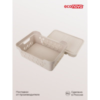 Универсальный ящик Econova Deluxe с крышкой, 380х276х140 мм, 12 л светло-бежевый 433205734