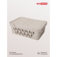 Универсальный ящик Econova Deluxe с крышкой, 380х276х140 мм, 12 л светло-бежевый 433205734