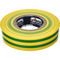 Изолента ПВХ UNIBOB 15 мм х 20 м, желто-зеленая 211766