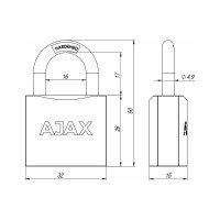 Навесной замок AJAX PD-01-32 англ. 3 кл., коробка 42231