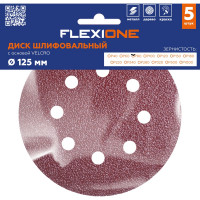 Диск шлифовальный (5 шт; 125 мм; Р80; 8 отверстий; Velcro) Flexione 50000315