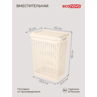 Корзина для белья Econova 50 л, 420х310х560 мм бежевый 431293407