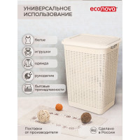Корзина для белья Econova 50 л, 420х310х560 мм бежевый 431293407