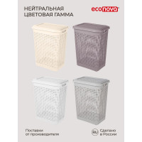 Корзина для белья Econova 50 л, 420х310х560 мм бежевый 431293407