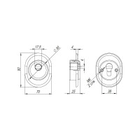 Броненакладка FUARO DEF.CRE/OV-set.9726 (DEF 9726) M6x90 врезная с чашкой AB-6 зелёная бронза 38799