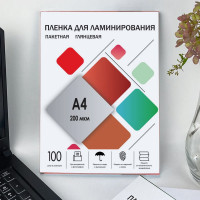 Плёнка для ламинирования ГЕЛЕОС А4, 200 мкм, 100 шт, 216х303 мм, глянцевая, LPA4-200