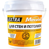 Водоэмульсионная краска Movatex EXTRA для стен и потолков, 1 кг Т11869