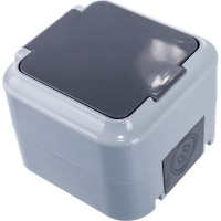 Розетка Bylectrica 1-местная ОУ с заз.конт. IP54, серия ПРАЛЕСКА АКВА, серый, РА16-297 03