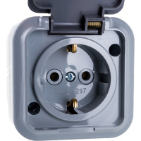 Розетка Bylectrica 1-местная ОУ с заз.конт. IP54, серия ПРАЛЕСКА АКВА, серый, РА16-297 03