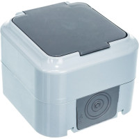 Розетка Bylectrica 1-местная ОУ с заз.конт. IP54, серия ПРАЛЕСКА АКВА, серый, РА16-297 03