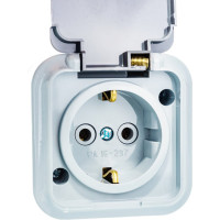 Розетка Bylectrica 1-местная ОУ с заз.конт. IP54, серия ПРАЛЕСКА АКВА, серый, РА16-297 03