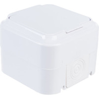 Розетка Bylectrica 1-местная ОУ с заз.конт. IP54, серия ПРАЛЕСКА АКВА, белый, РА16-297