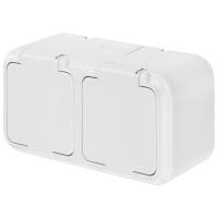 Розетка Bylectrica 2-местная ОУ с заз.конт. IP54, серия ПРАЛЕСКА АКВА, белый, РА16-303