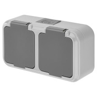 Розетка Bylectrica 2-местная ОУ IP54, серия ПРАЛЕСКА АКВА, серый, РА16-302 03