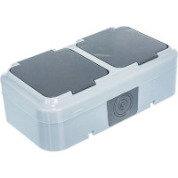 Розетка Bylectrica 2-местная ОУ IP54, серия ПРАЛЕСКА АКВА, серый, РА16-302 03