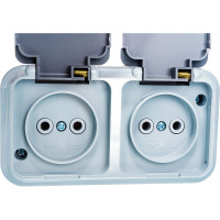 Розетка Bylectrica 2-местная ОУ IP54, серия ПРАЛЕСКА АКВА, серый, РА16-302 03