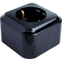 Розетка Bylectrica 1-местная ОУ с заз.конт., серия ПРАЛЕСКА, черный, РА16-254 черный