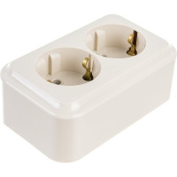 Розетка Bylectrica 2-местная ОУ с заз.конт., серия ПРАЛЕСКА, бежевый, РА16-261 бежевый