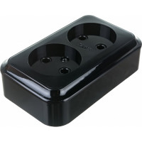 Розетка Bylectrica 2-местная ОУ, серия ПРАЛЕСКА, черный, РА16-260 черный