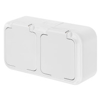 Розетка Bylectrica 2-местная ОУ со шторкой IP54, серия ПРАЛЕСКА АКВА, белый, РА16-102
