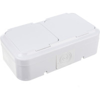 Розетка Bylectrica 2-местная ОУ IP54, серия ПРАЛЕСКА АКВА, белый, РА16-302